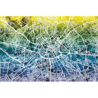 East Urban Home Urban Rainbow Street Map Series Manchester England United Kingdom Graphic Art On Wrapped Canvas Wayfair