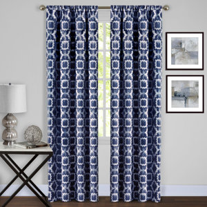 Tara Geometric Semi-Sheer Rod Pocket Single Curtain Panel
