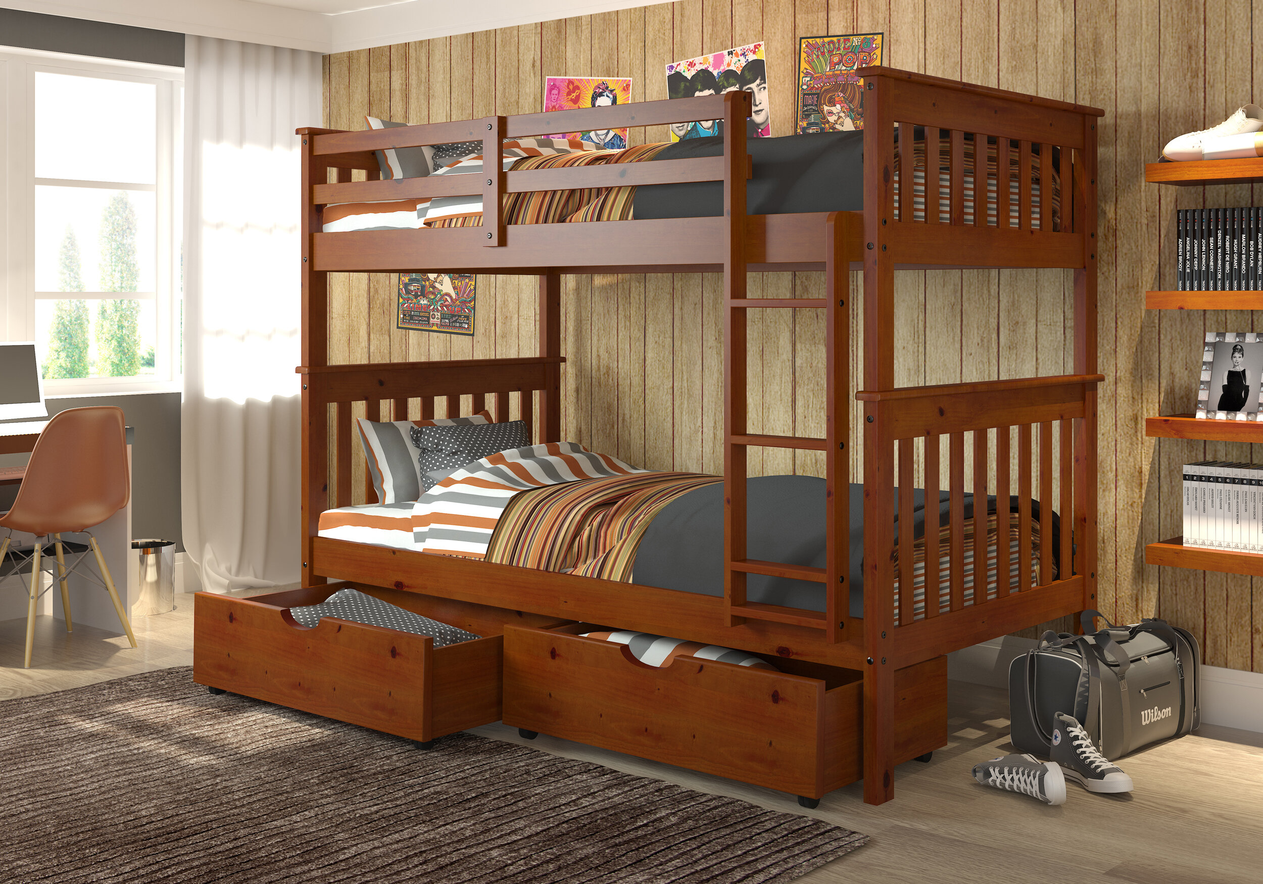 Harriet Bee Dubbo Twin Over Twin Bunk Bed With Drawers Reviews Wayfair