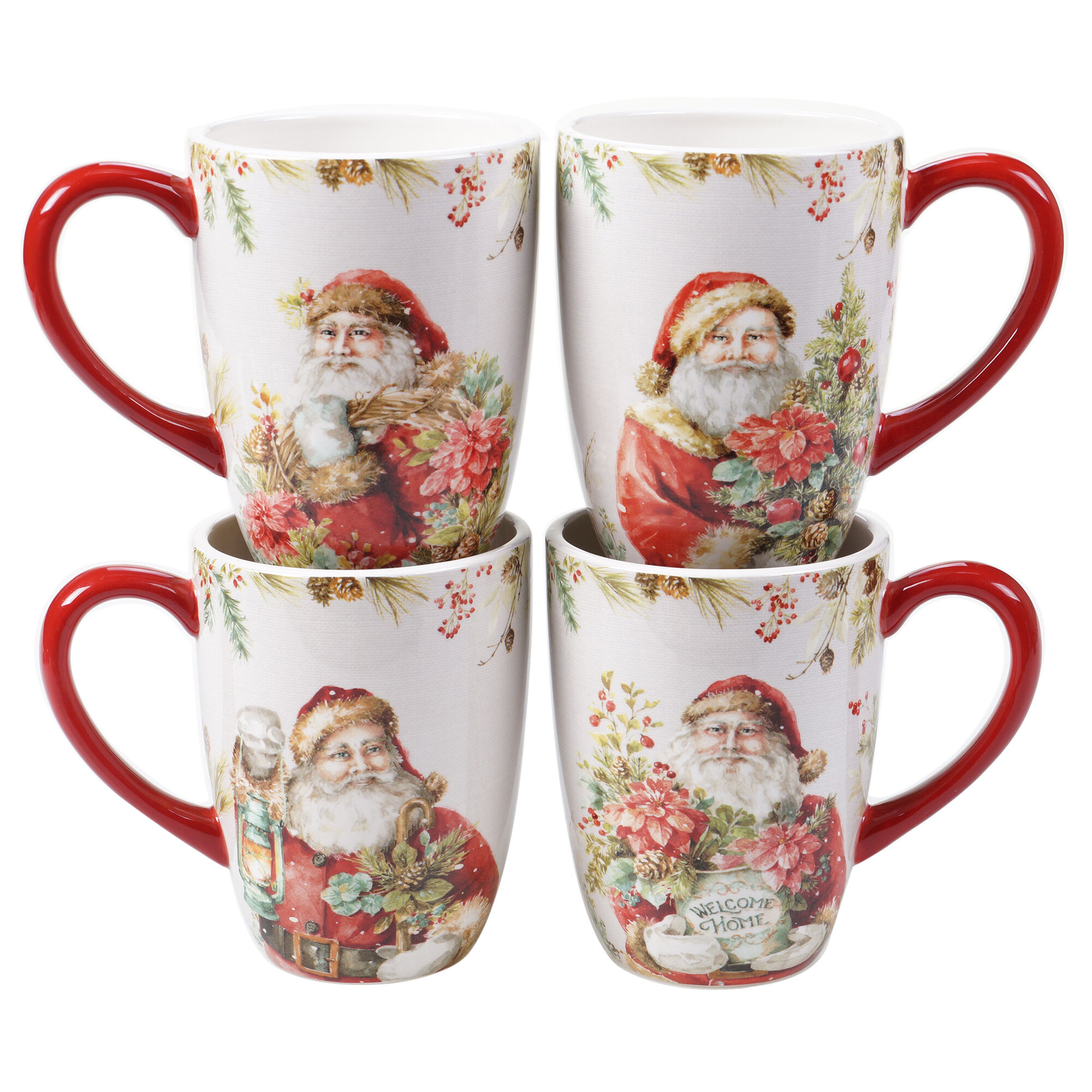 set of 4 christmas mugs