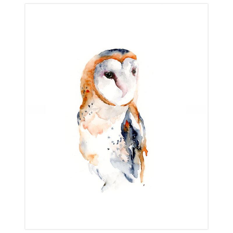 Ebern Designs Watercolor Barn Owl Watercolor Painting Print