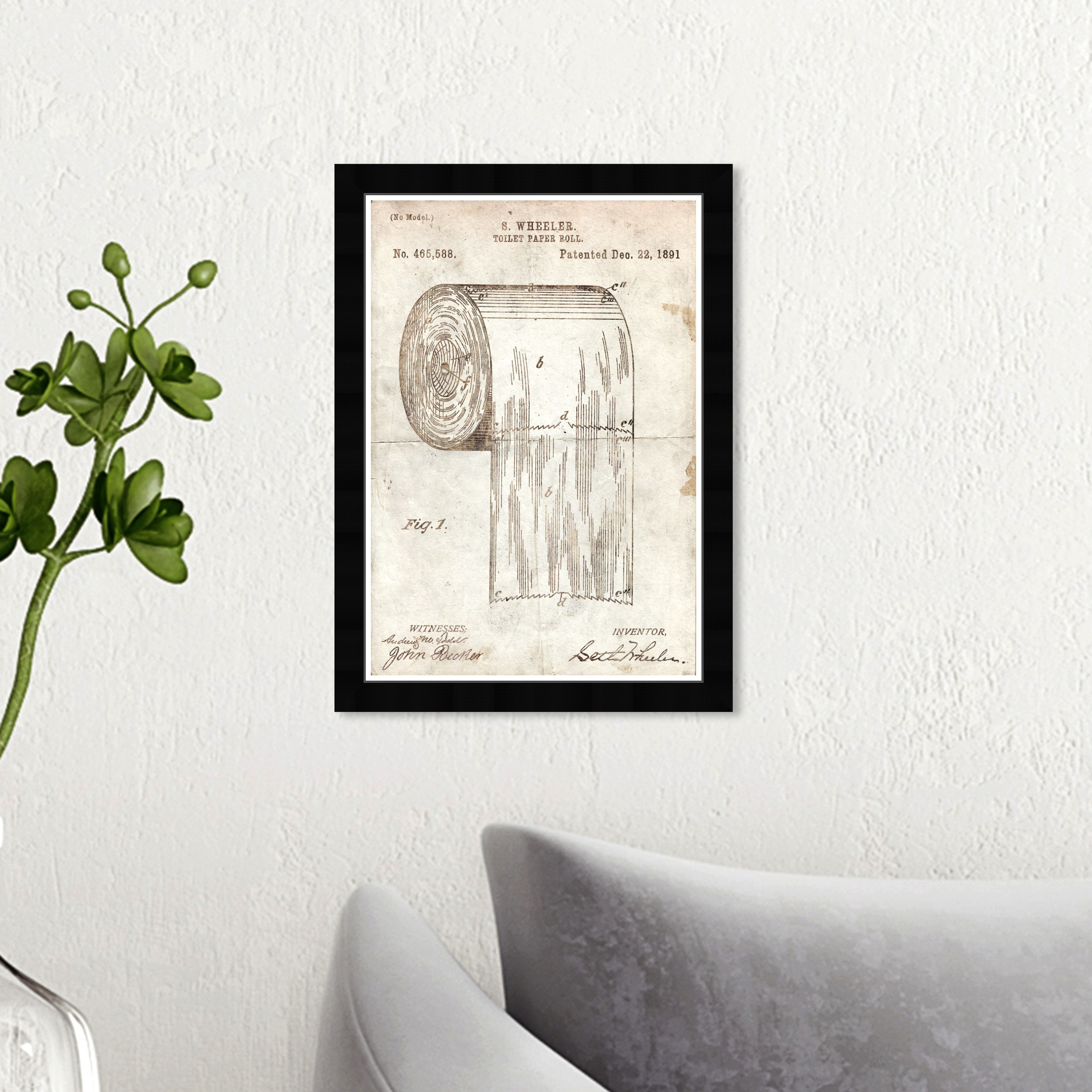 Williston Toilet Paper Roll 1891 Parchment Picture Frame