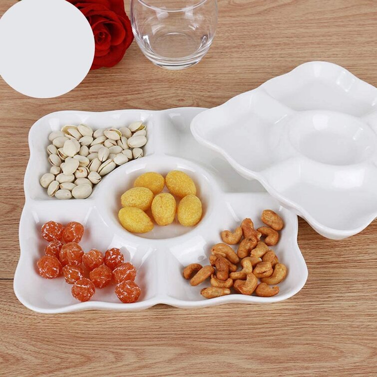 1pc Food Tray Plastic Dried Fruit Plate Appetizer Serving Platter for Candy Nuts 