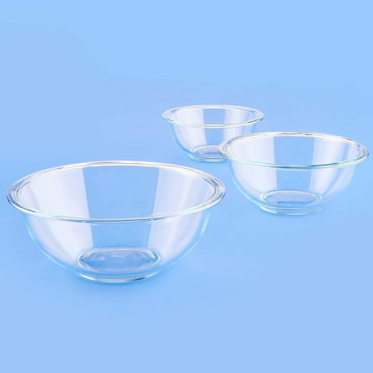 3-Piece Set, Nesting, Microwave and Dishwasher Safe Glass Mixing Bowl Set 
