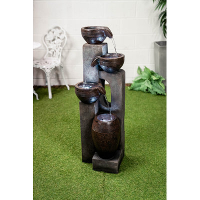 Cascading Resin Bowls Fountain with 4 Cool White LED Lights