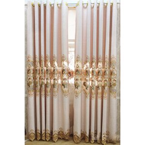 Decorative Embroidered Nature/Floral Blackout Grommet Single Curtain Panel