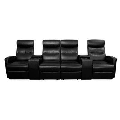 Laude Run 4 Seat Leather Home Theater Sofa Wayfair 4 Seat Leather Home Theater Sofa