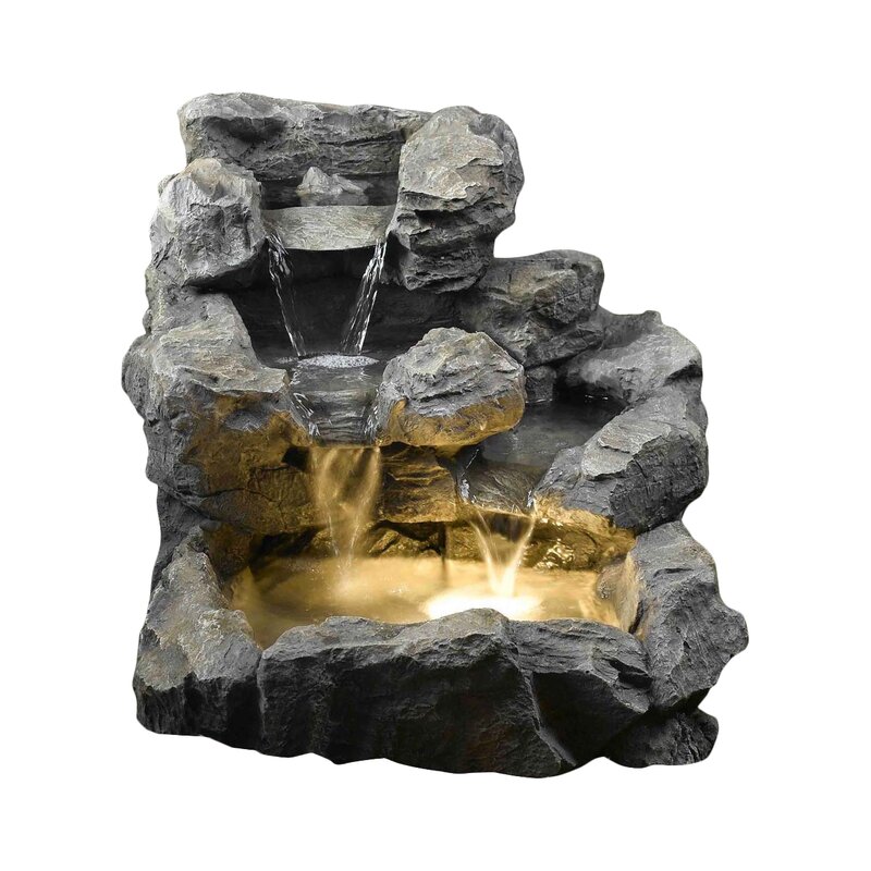 Resin/Fiberglass Rock Creek Cascading Fountain with Light | AllModern