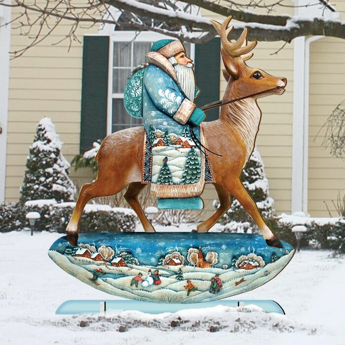 Designocracy Reindeer Santa Lawn Art Wayfair