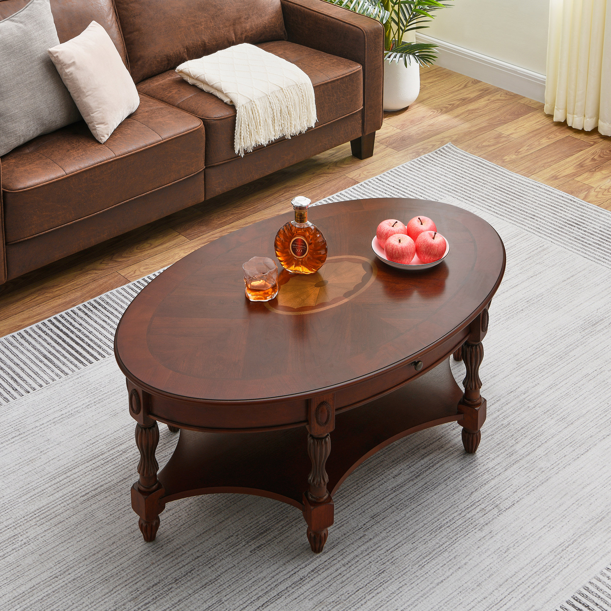 oval solid oak coffee table