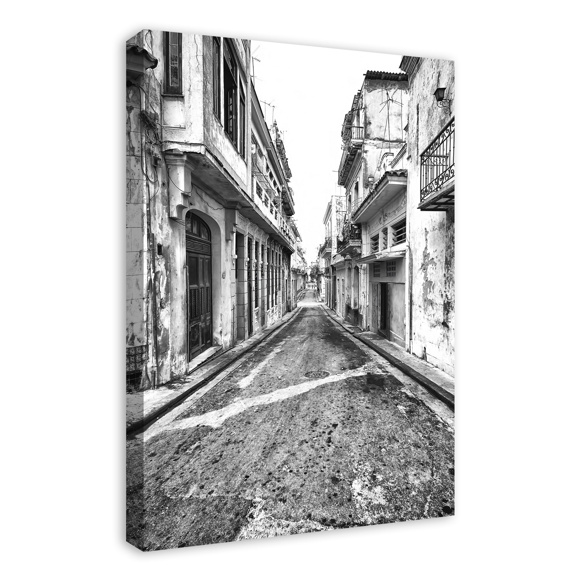 Latitude Run® Black And White Alley Wrapped Canvas Photograph Wayfair