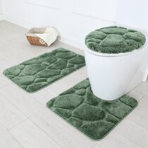 Details about   3pc solid plain assorted colors bathroom rugs contour mat toilet lid cover set 