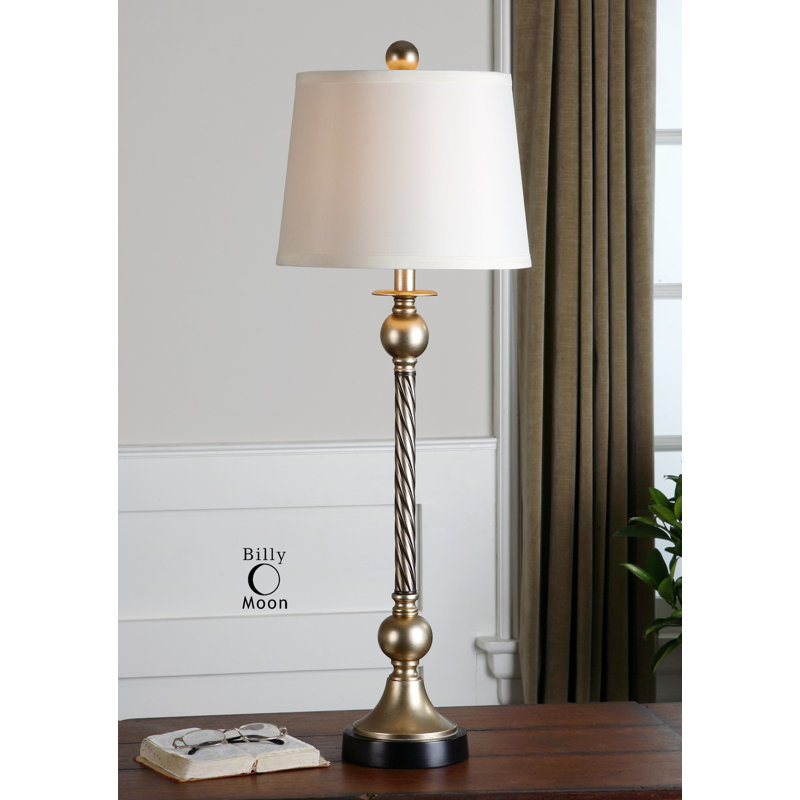 Rosdorf Park Patrina 33 75 Silver Matte Black Buffet Lamp Set