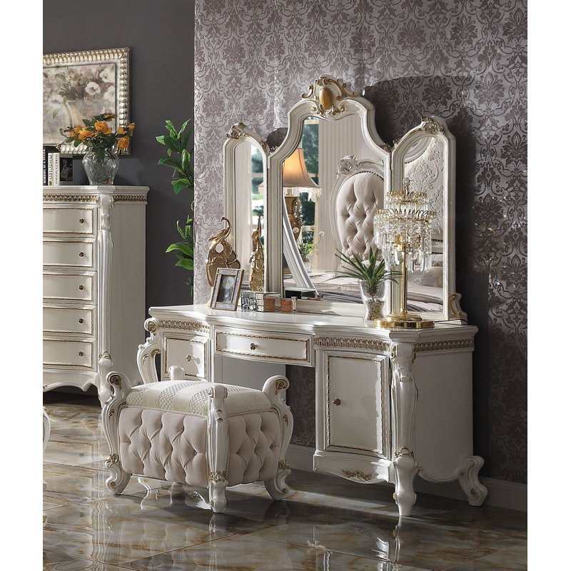 These vanities are as charming as they are versatile, fitting in with almost any. One Allium Way Vanburen Solid Wood Vanity Set With Stool And Mirror Wayfair