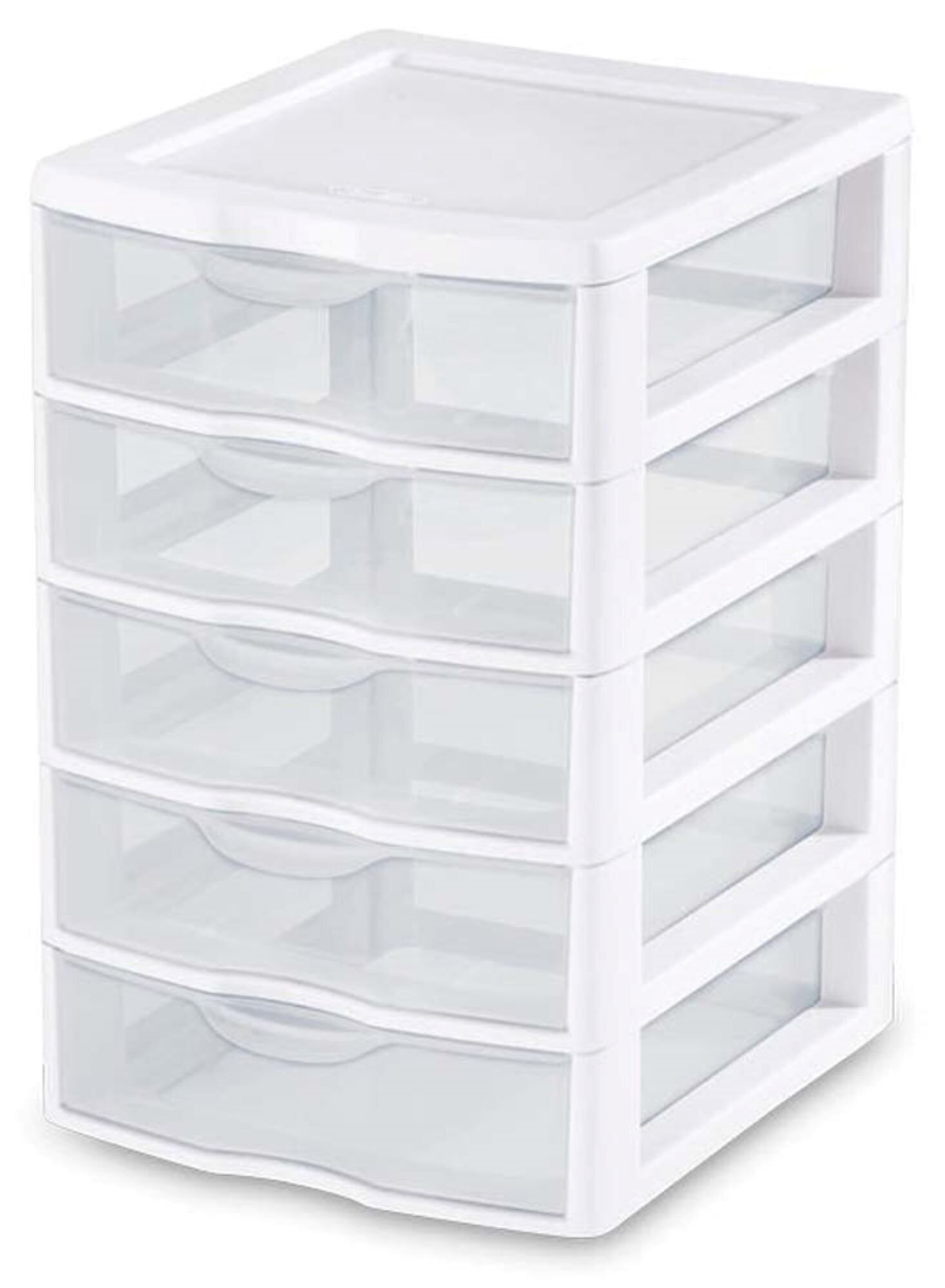 Sterilite Clearview Small Plastic 5 Drawer Desktop Storage Bin System