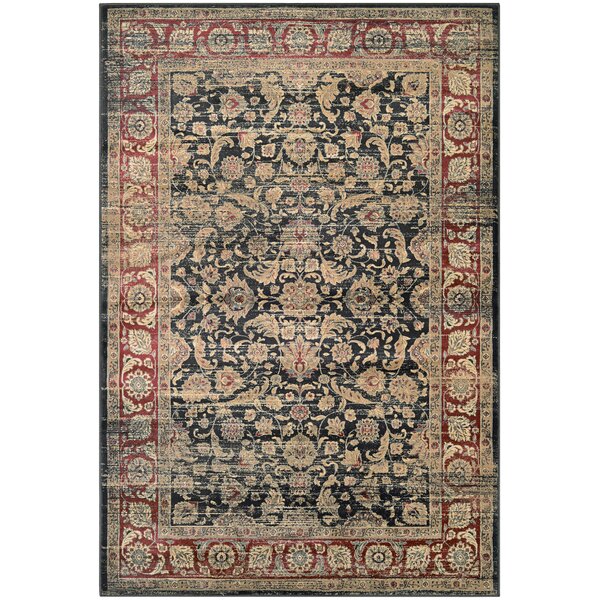 Astoria Grand Cotswolds Floral Black Red Area Rug Reviews Wayfair