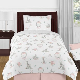 Next Best Friend White Bunny Rabbit  Floral Flower Ears Soft Comforter  VGC+ 