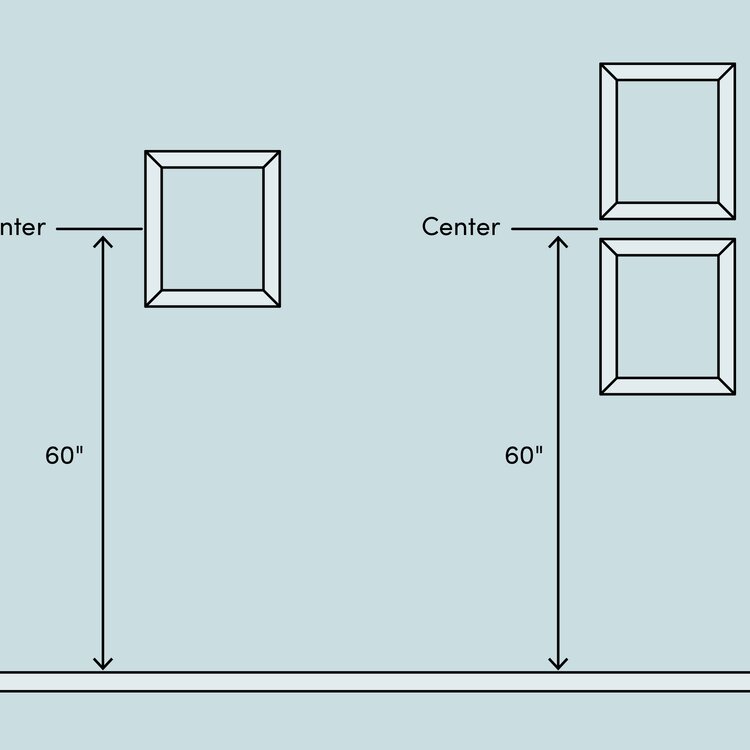 diagram depicting heights to hang wall art