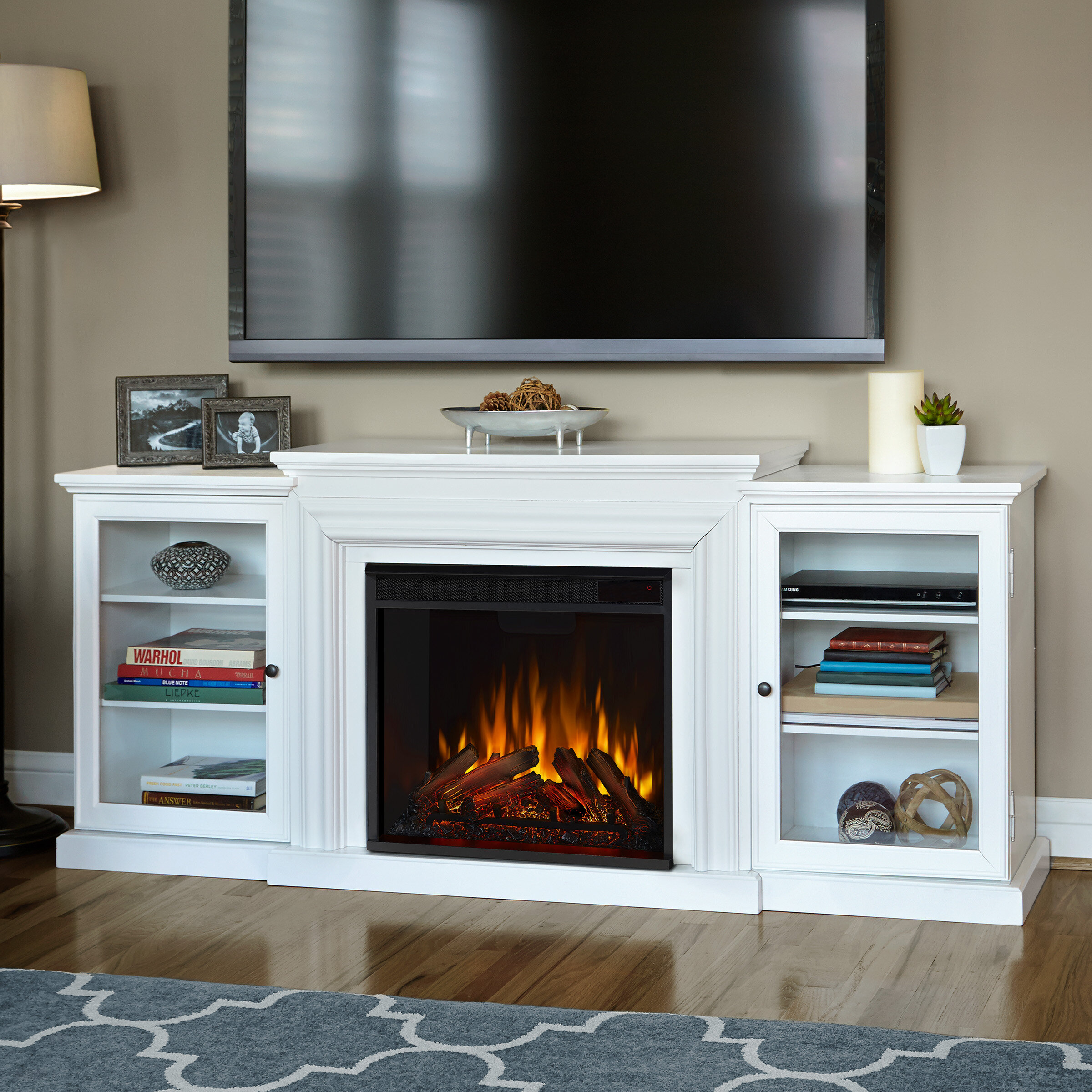 Real Flame Frederick TV Stand for TVs up to 78" with Electric Fireplace