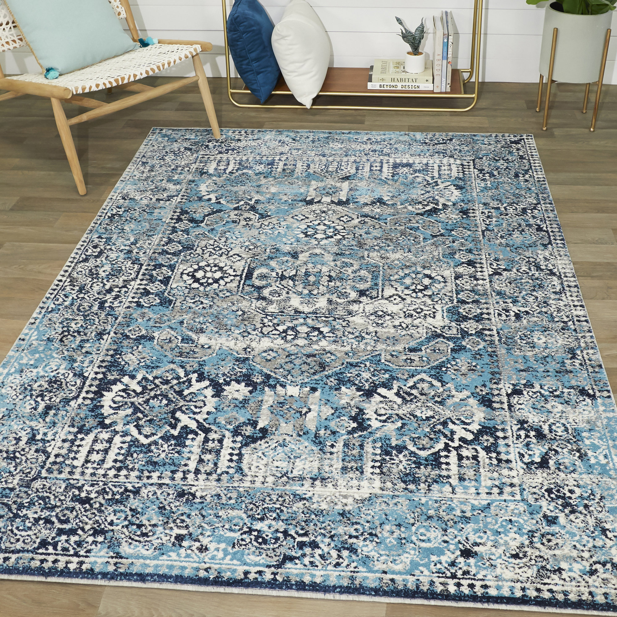 Charlton Home Fasti Oriental Blue Teal Area Rug Reviews Wayfair