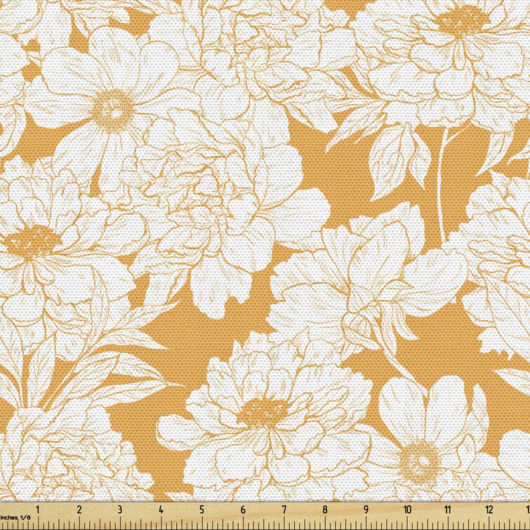 Floral organic cotton Flower Pattern with Leaf Quilting Crafts Nature leaves fabric Home Interior Decor