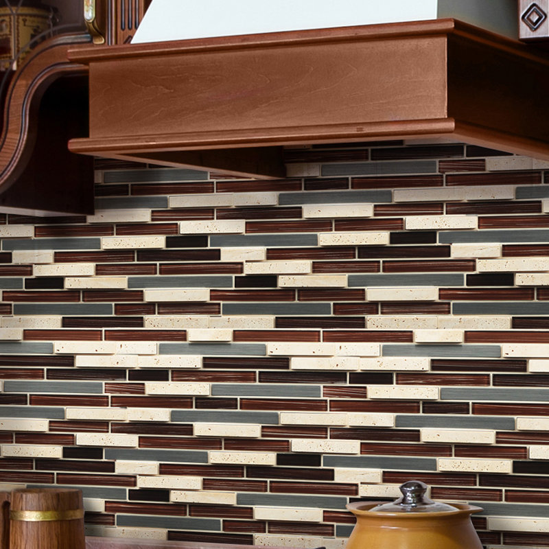 Instant Mosaic Random Sized Porcelain L Stick Instant Random Sized Porcelain L Stick Mosaic Tile In 3 Color Blend
