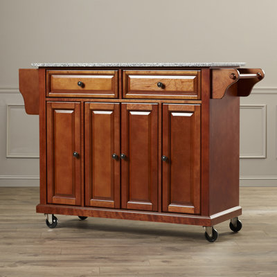Three Posts Hedon Kitchen Cart With Granite Top Base Finish