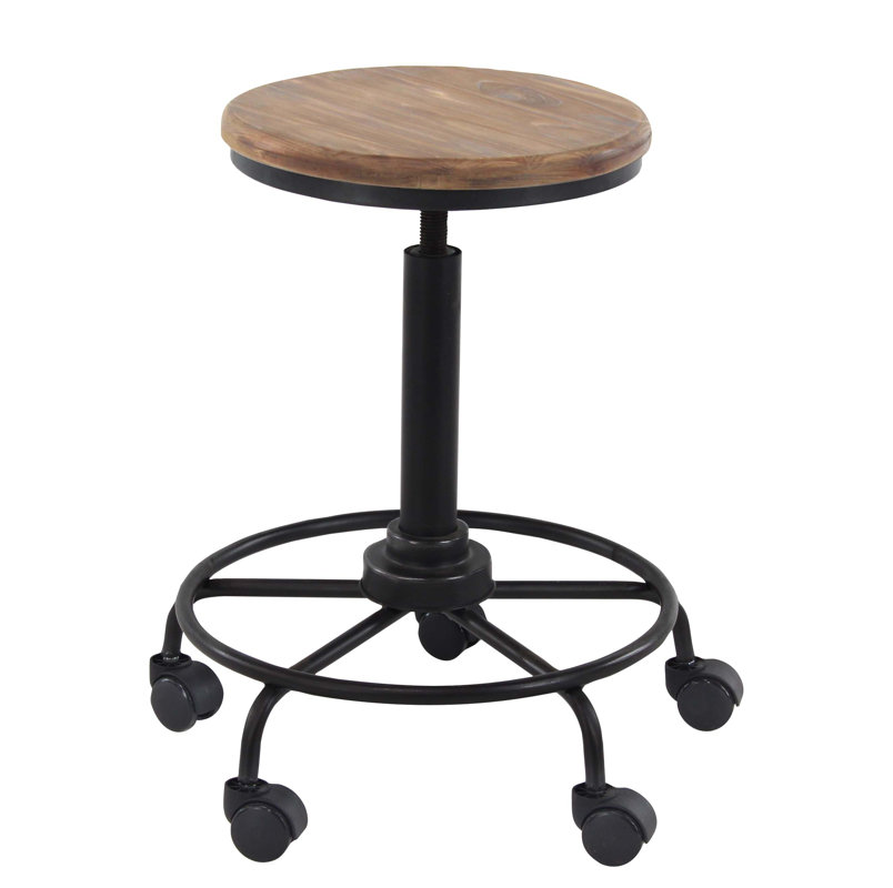 17 Stories Ny Rustic Round 23 Bar Stool With Wheels Reviews Ny Rustic Round 23 Bar Stool With Wheels