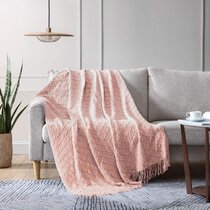 Travel- All Seasons Sofa ,Orange,27.5 X 83 Textured Cozy Lightweight Decorative Throw Blanket for Couch Knit Blanket with Tassels 27.5 X 71 Inch Throw Blanket,Solid Color Bed Towel Bed 