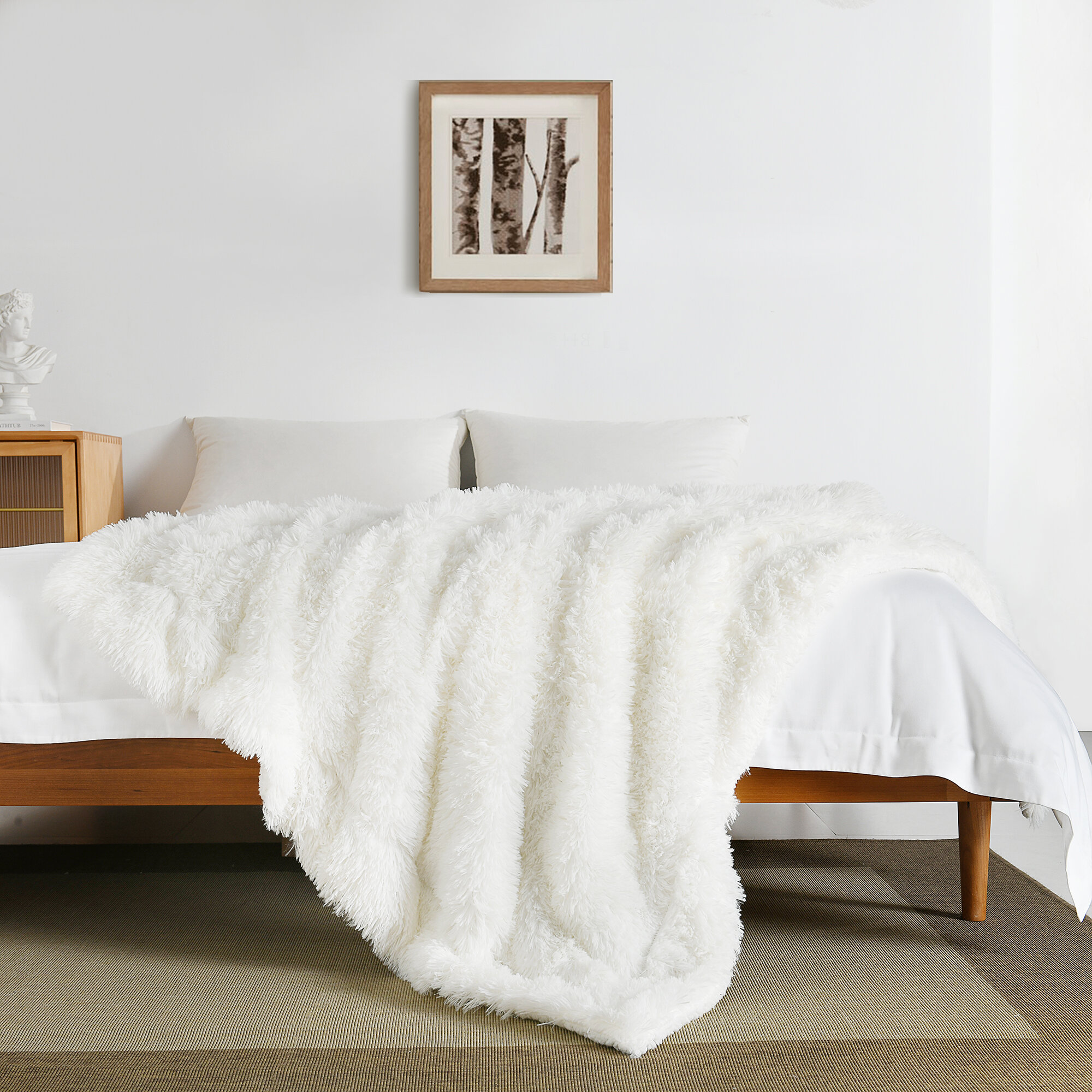 Super Soft Throw Blanket Faux Fur Plush Fuzzy Throws Bedding Microfiber Blankets 