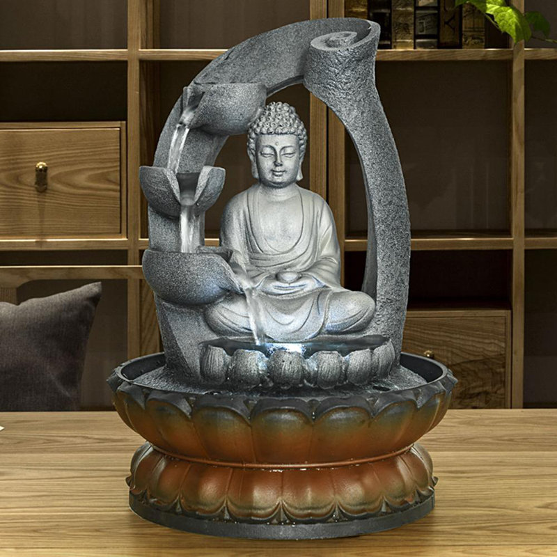 Wature Resin Buddha Tabletop Water Fountain For Home And Office
