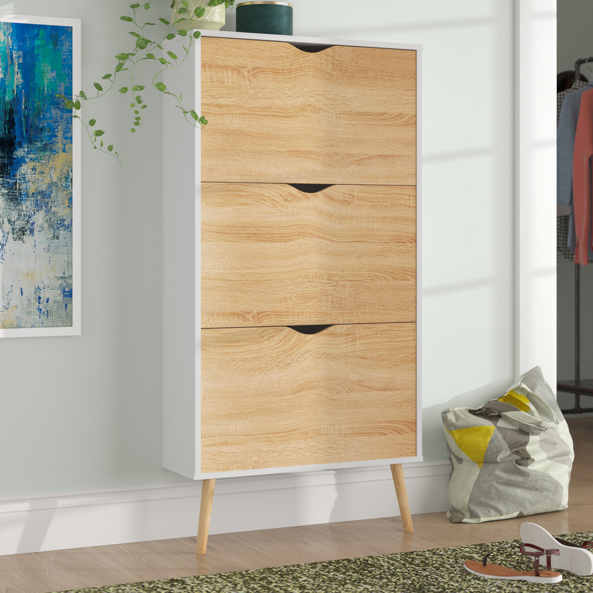Mateer 3 Drawer 9 Pair Shoe Storage Cabinet