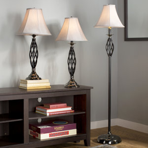 Dunrobin 3 Piece Table and Floor Lamp Set