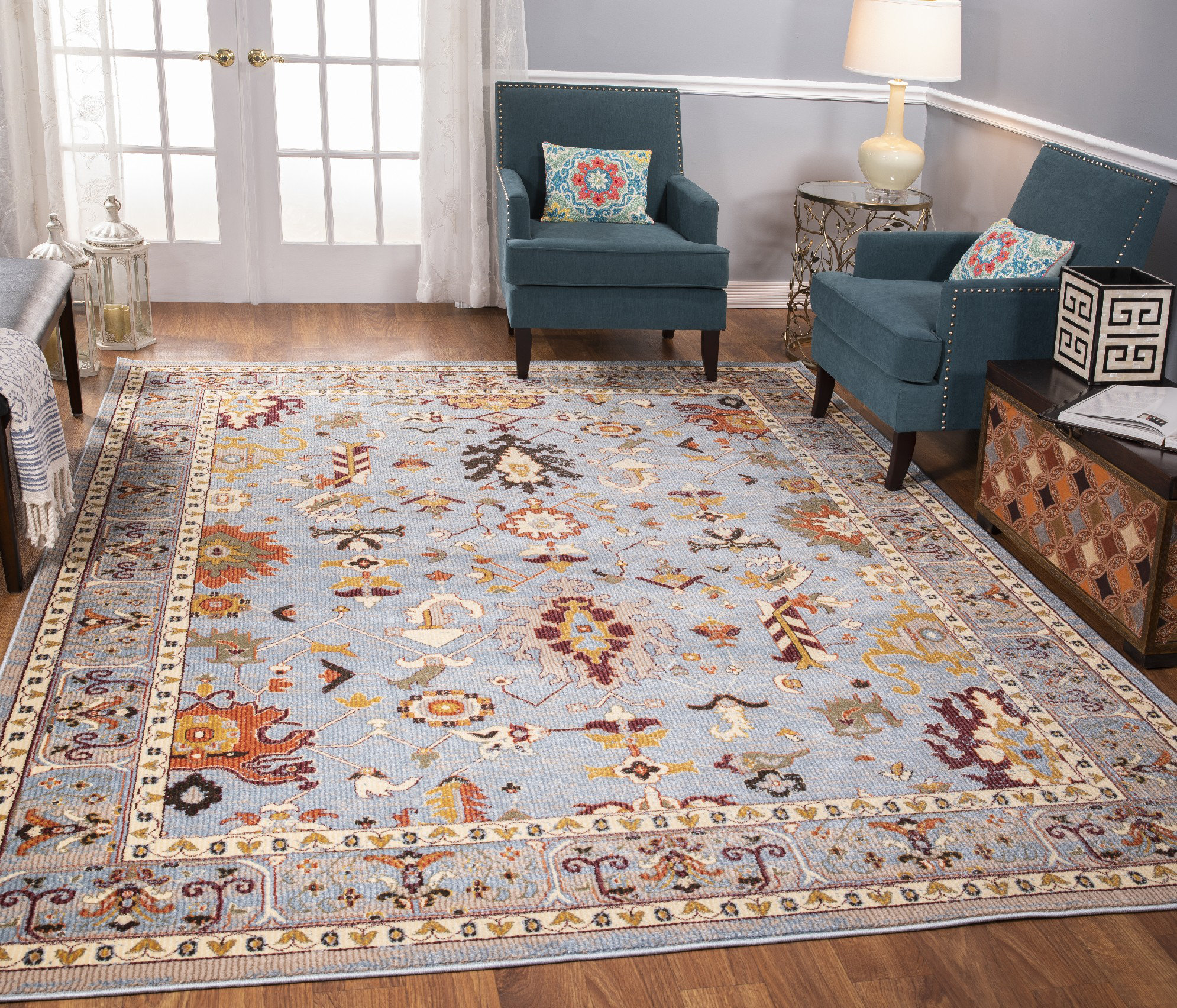 World Menagerie Shara Oriental Blue Area Rug Wayfair