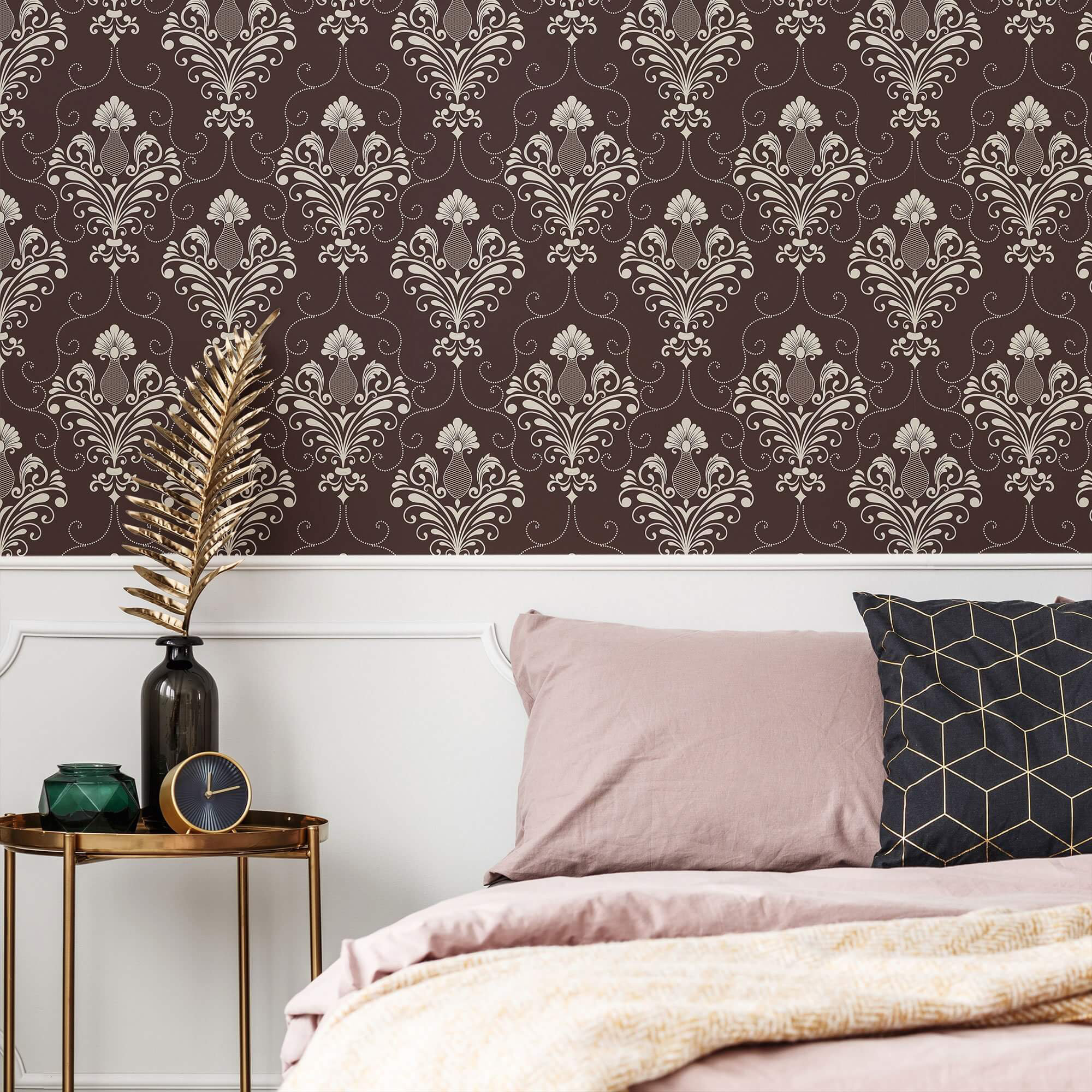 Charlton Home® Belniak Peel & Stick Damask Wallpaper Wayfair