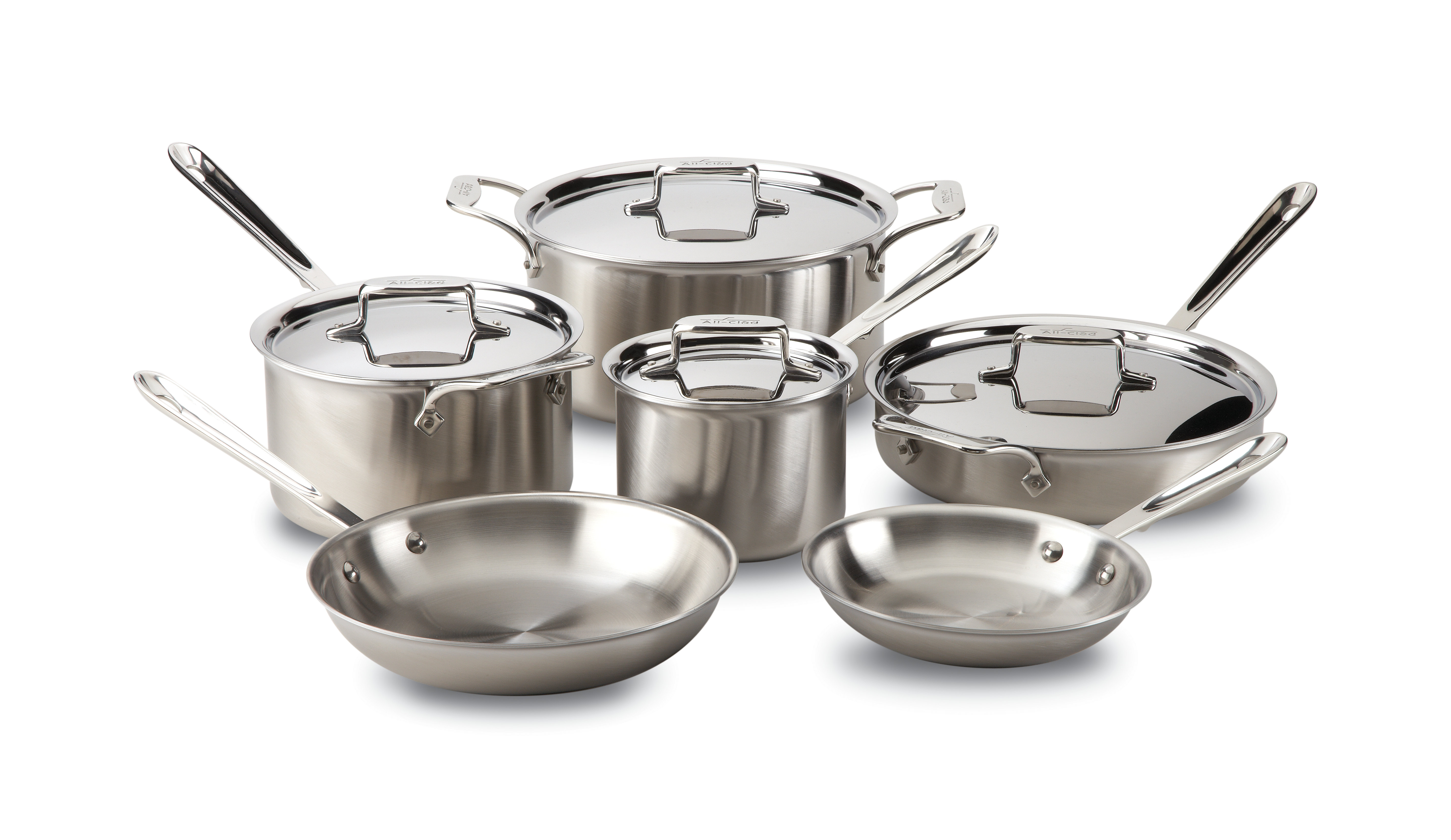 AllClad D5 Stainless® Brushed 10 Piece Aluminum Cookware Set & Reviews
