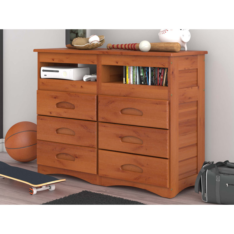 Alcott Hill Patti 6 Drawer Double Dresser With Media Shelf
