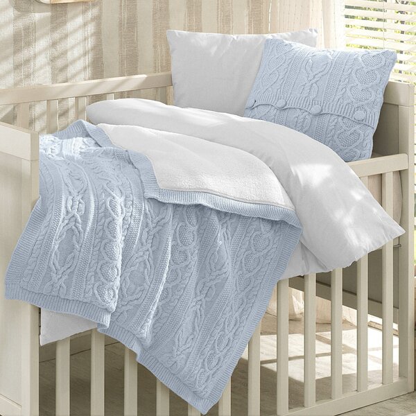blue and grey cot bedding