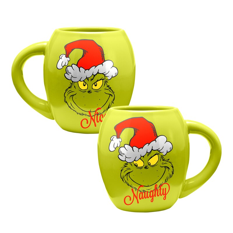Vandor Dr. Seuss Grinch-mas Naughty & Nice 18 oz. Oval Ceramic Mug ...