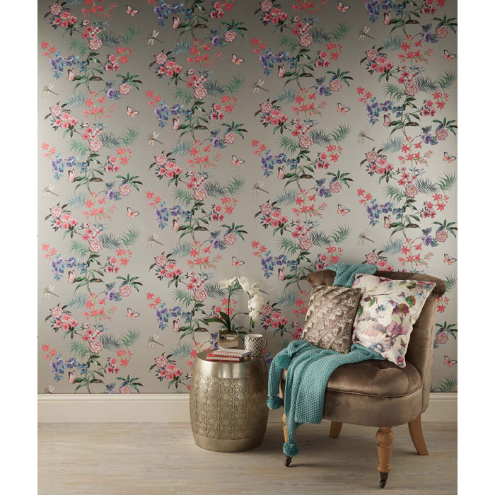Alvina Floral 33 L X 20 5 W Peel And Stick Wallpaper Roll