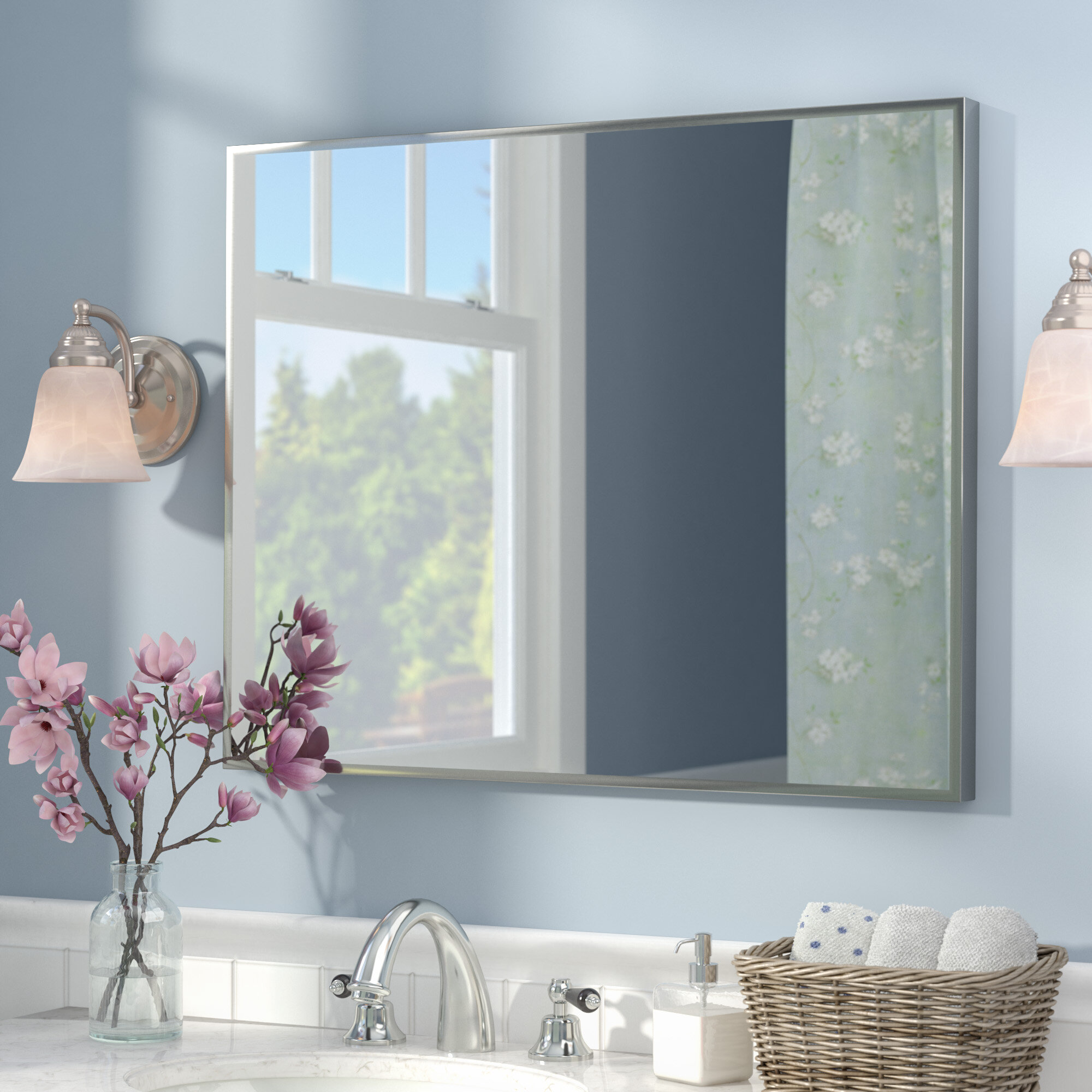 andover mills newland bathroom/vanity mirror & reviews | wayfair