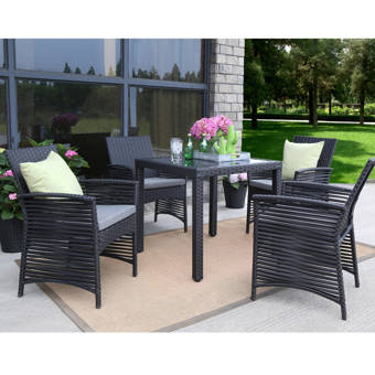 Sol 72 Outdoor Rockport 5 Piece Dining Set With Cushions Reviews Wayfair