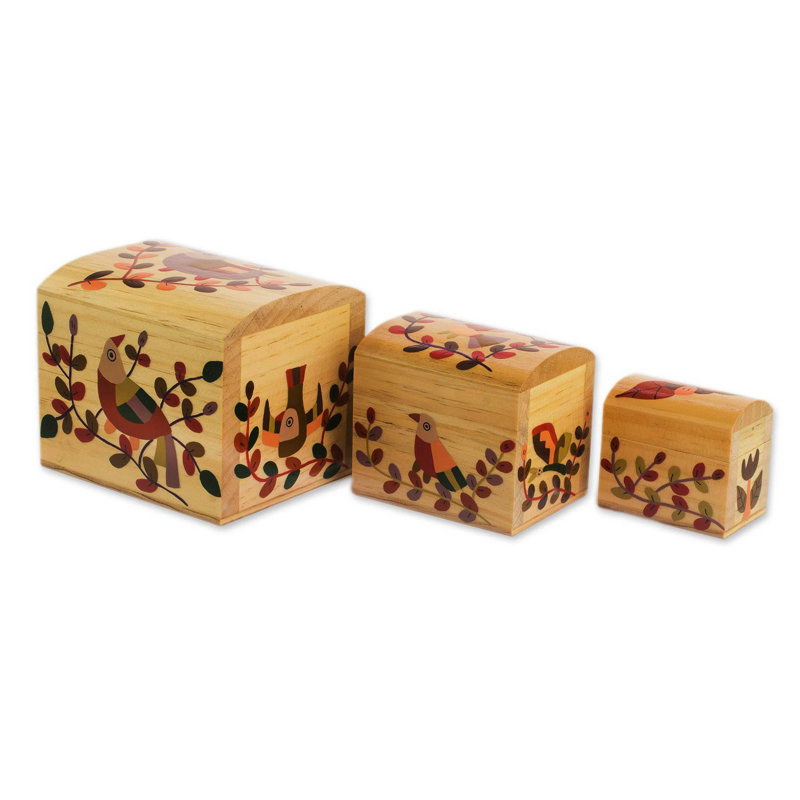 August Grove Noonkester Salvadoran Nature Wood 3 Piece Decorative Box Set Wayfair