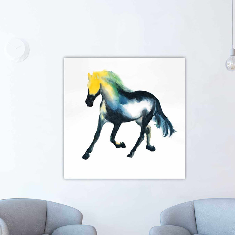 Winston Porter Galloping Horse Oil Painting Print On Wrapped