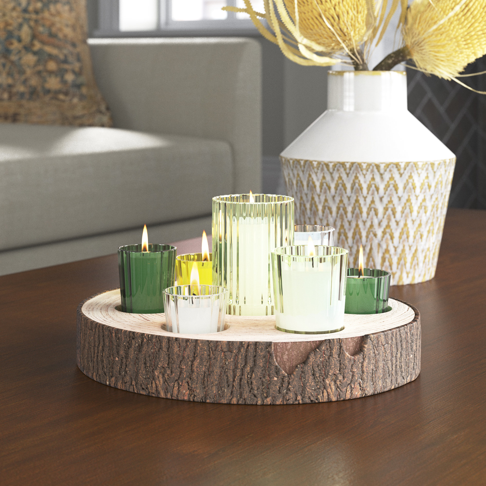 8 Piece Paulownia Slice Small Glass Votive Holder Set Reviews Joss Main