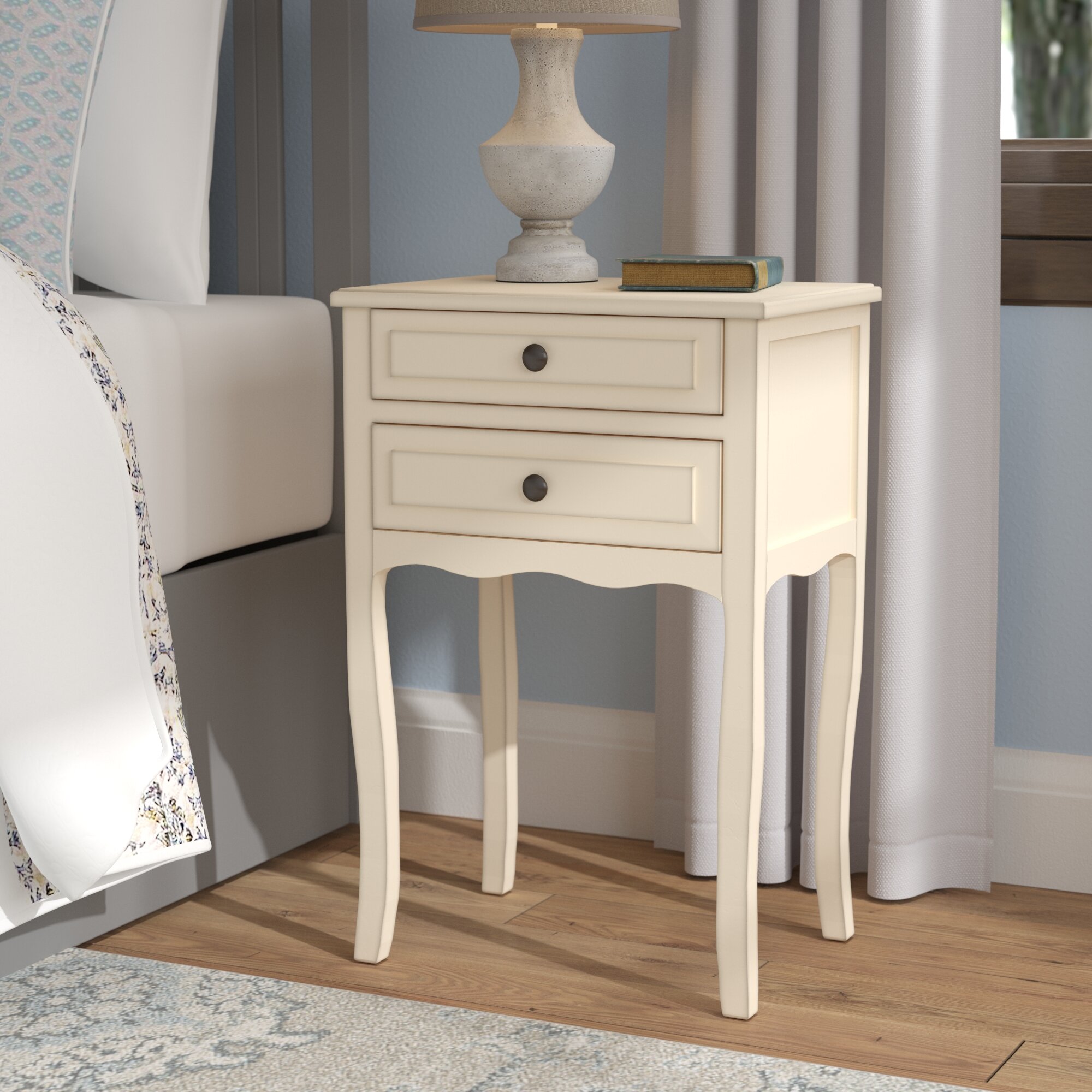 Nightstands White Finish Nightstand Side End Table With Drawer And Bottom Open Storage Books 25 5 H Home Kitchen