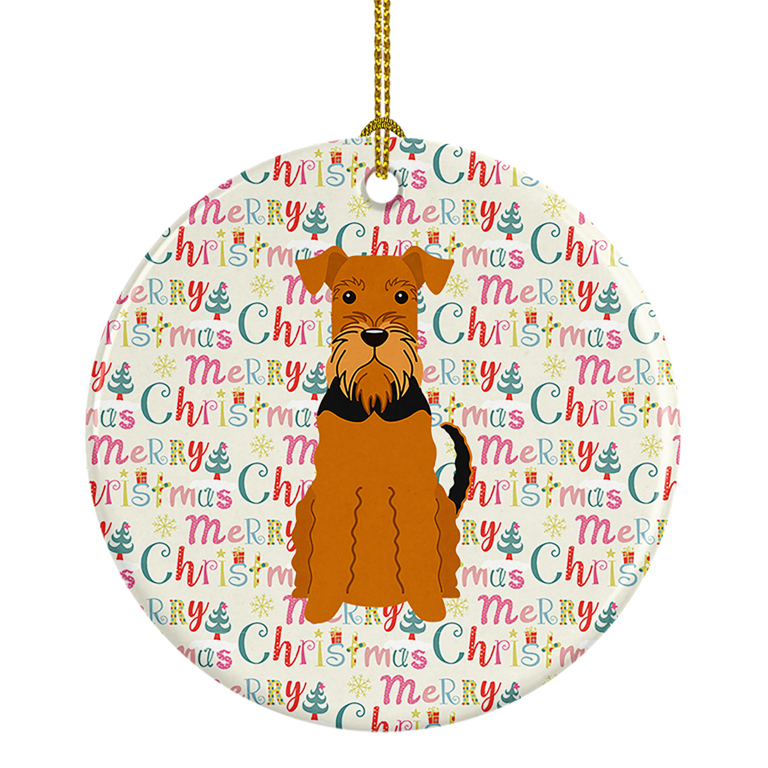 The Holiday Aisle® Merry Christmas Airedale Hanging Figurine Ornament