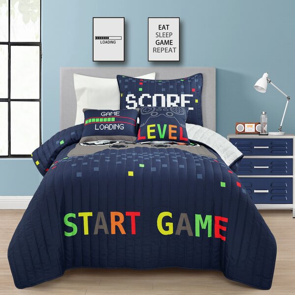 Kids Games Comforter Cover Play Game 3D Bed Covers Gamepad Duvet Cover Set for Boys,Child Cartoon Video Games Bedding Set Modern Gamer Quilt Cover Colorful Bedroom Decor Funny Play Gift Collection 
