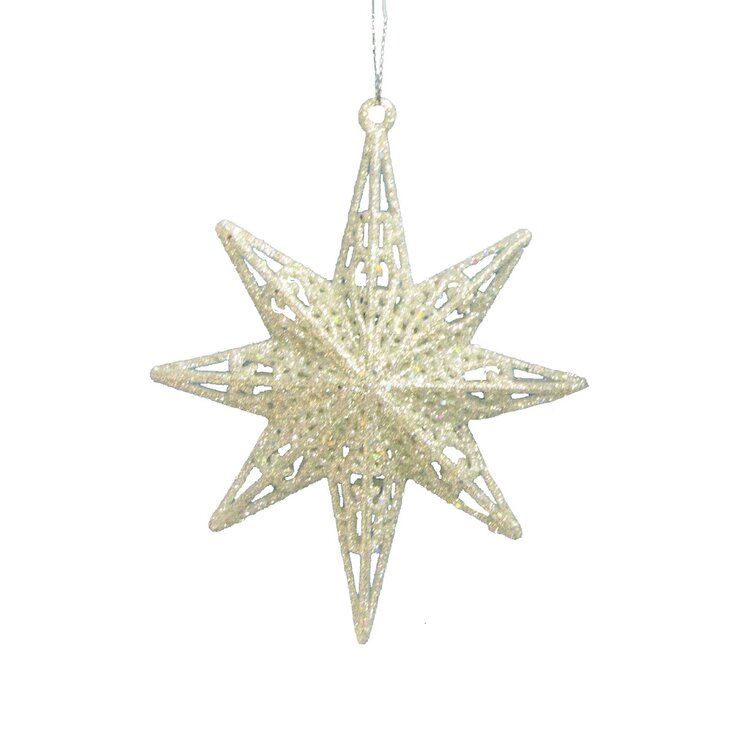 4 Seasons of Elegance Gold Glittered Snowflake Six-pointed Star Christmas Ornament for sale online