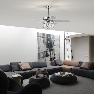20'' 5 - Blade Caged Ceiling Fan with Remote Control and Light Kit Included
